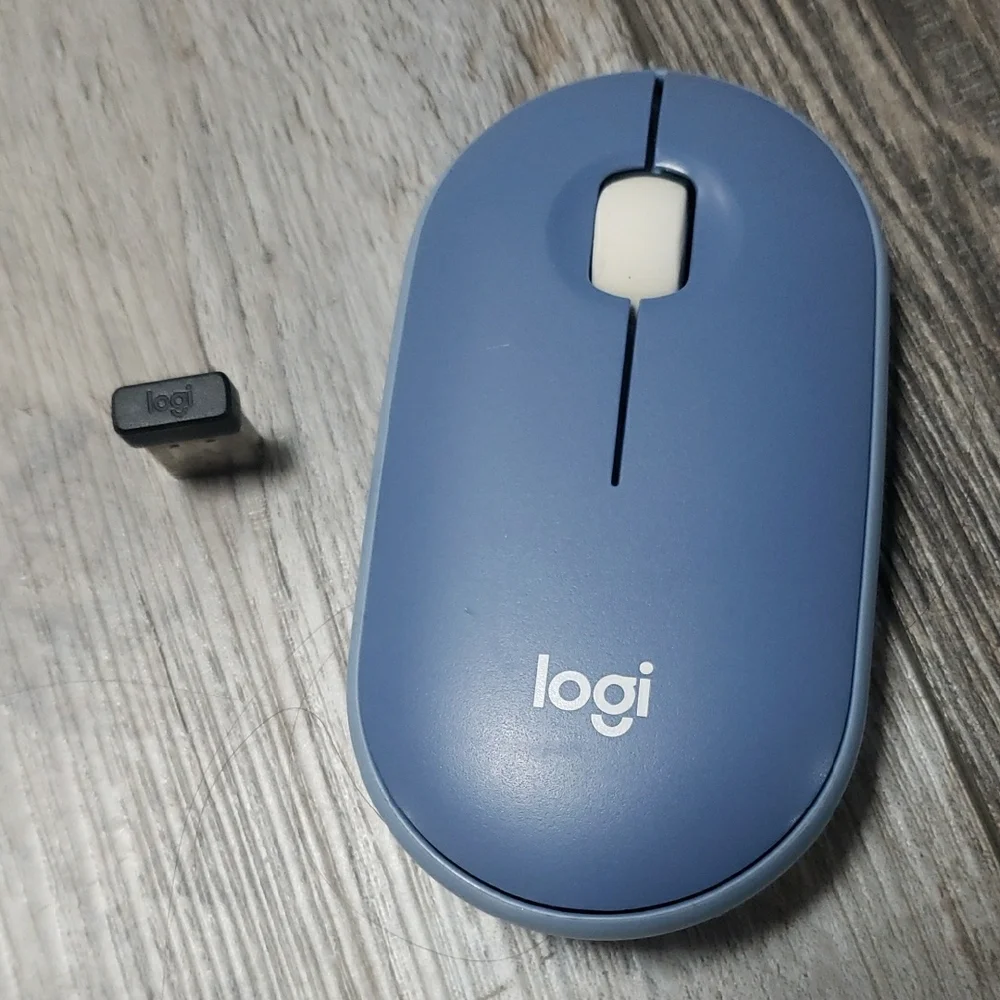 Logitech | Pebble Wireless Mouse, Bluetooth, Silent, Quiet Click, Blueberry
